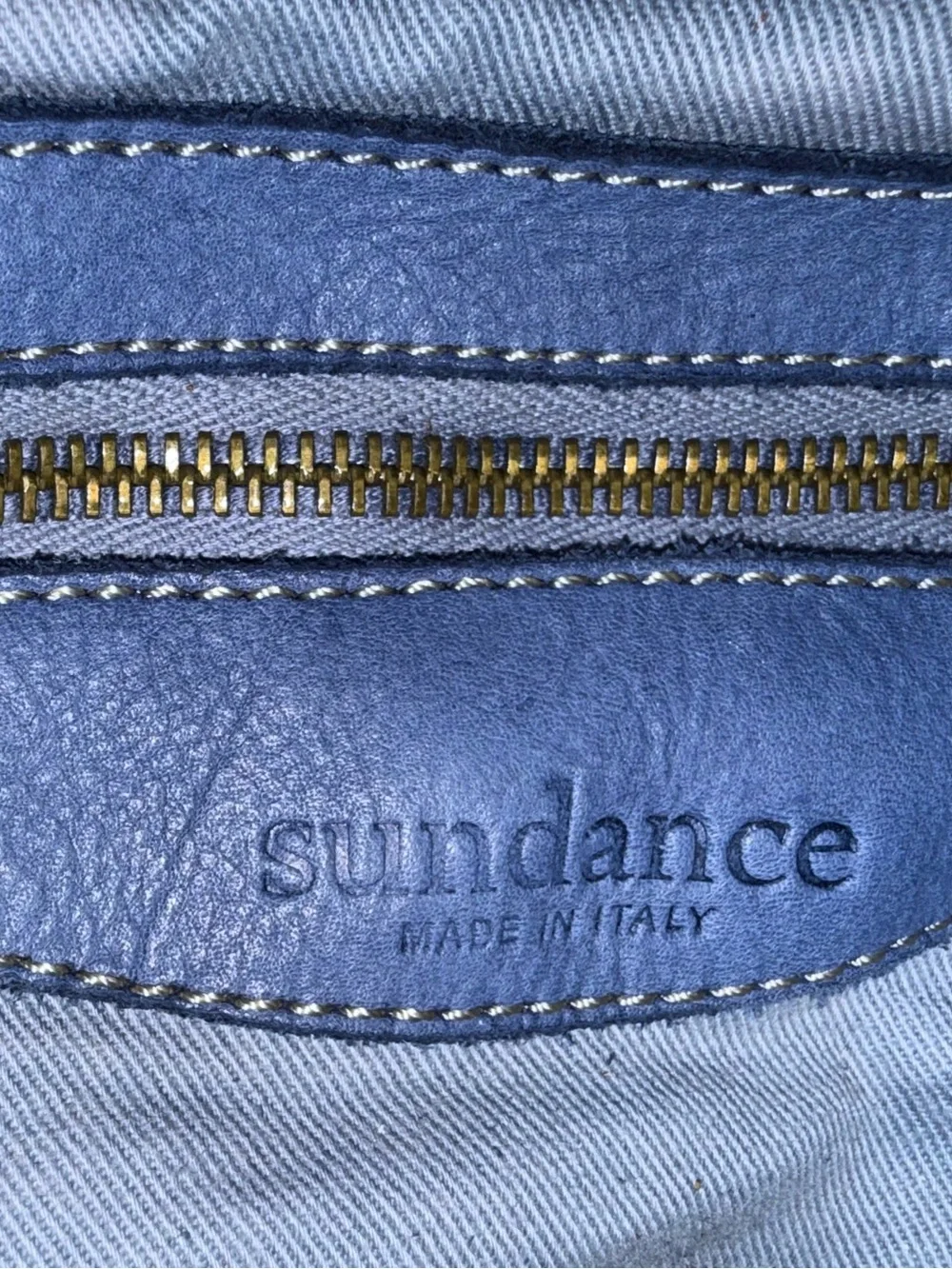 Sundance butter soft Leather Blue basketweave Crossbody Tote